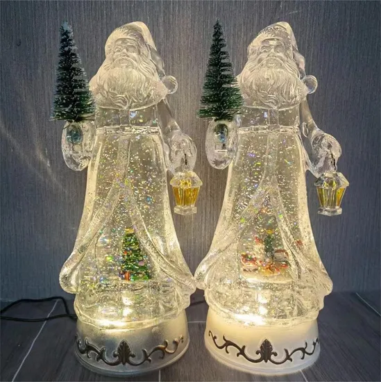 Fábrica OEM Artesanía de acrílico personalizada Regalo de Navidad de Papá Noel Decoración del hogar Lámpara de mesa Luz nocturna Fabricante de artesanías de acrílico transparente en China