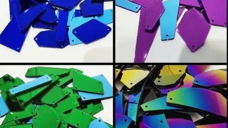 Espejo acrílico de cristal/plata cosido en pedrería, parche de ropa hecho a mano DIY, cosido en pedrería
